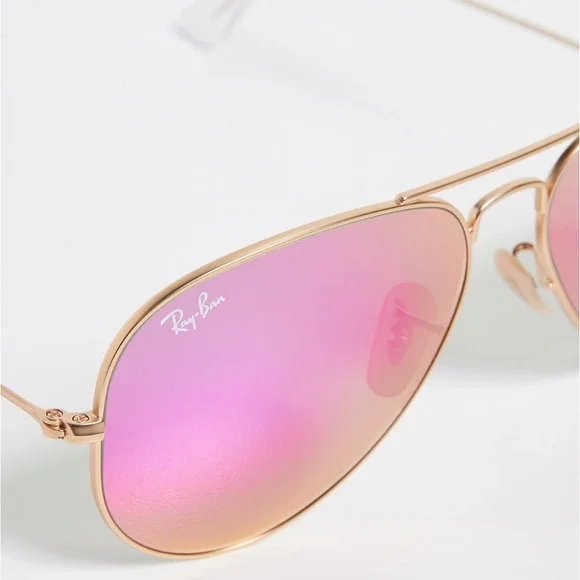 Rayban Classic Mirror Aviators in Pink. - Picture 4 of 8